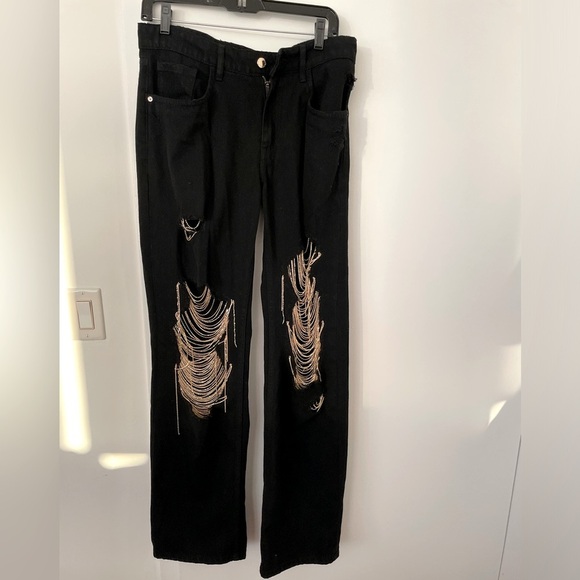 NEW Retrofete Marlowe gold embellished black Jean - Picture 4 of 9